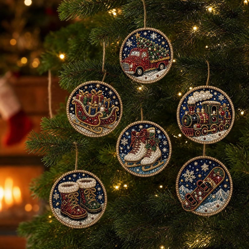 🎄 Christmas DIY Diamond Painting Ornament Kit – 6 Sparkling Tree Decorations | LIMITED-TIME 50% OFF 🎁
