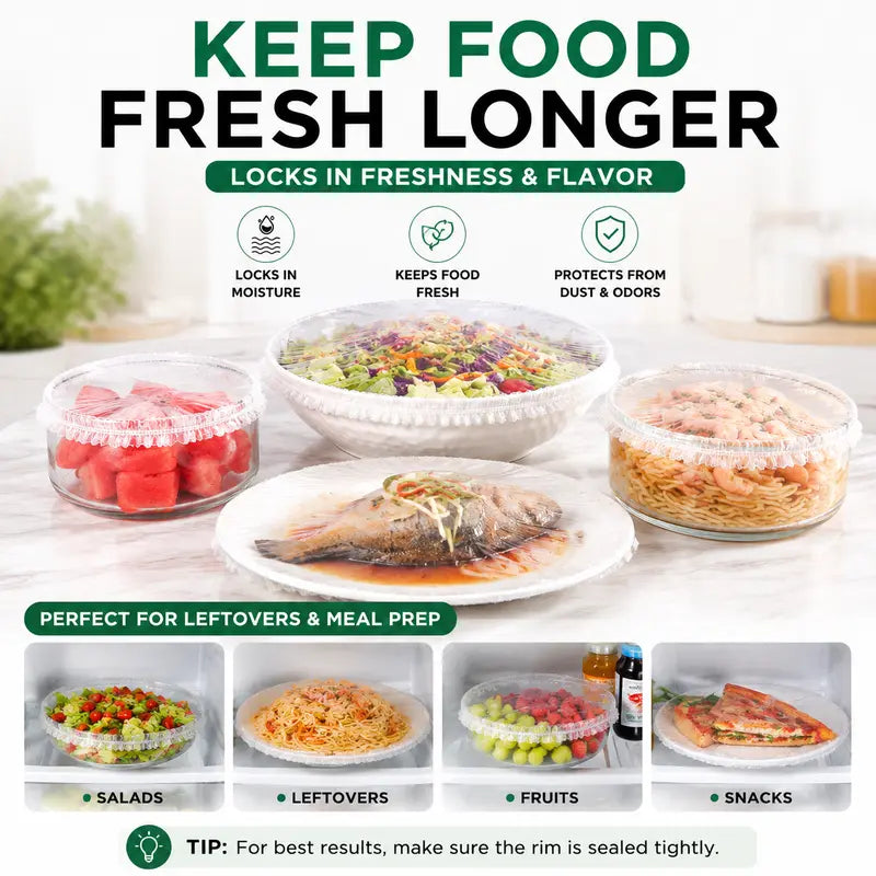 🔥Limitmited Time Buy 1 Get 1 Free! 🔥100 PCS Disposable Stretch Food Covers for Bowls & Plates