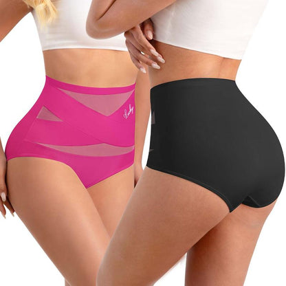 🌸Last Day-Buy 2 Get 3 Packs✨Plus-Size High-Waist Cross Tummy Control Panties