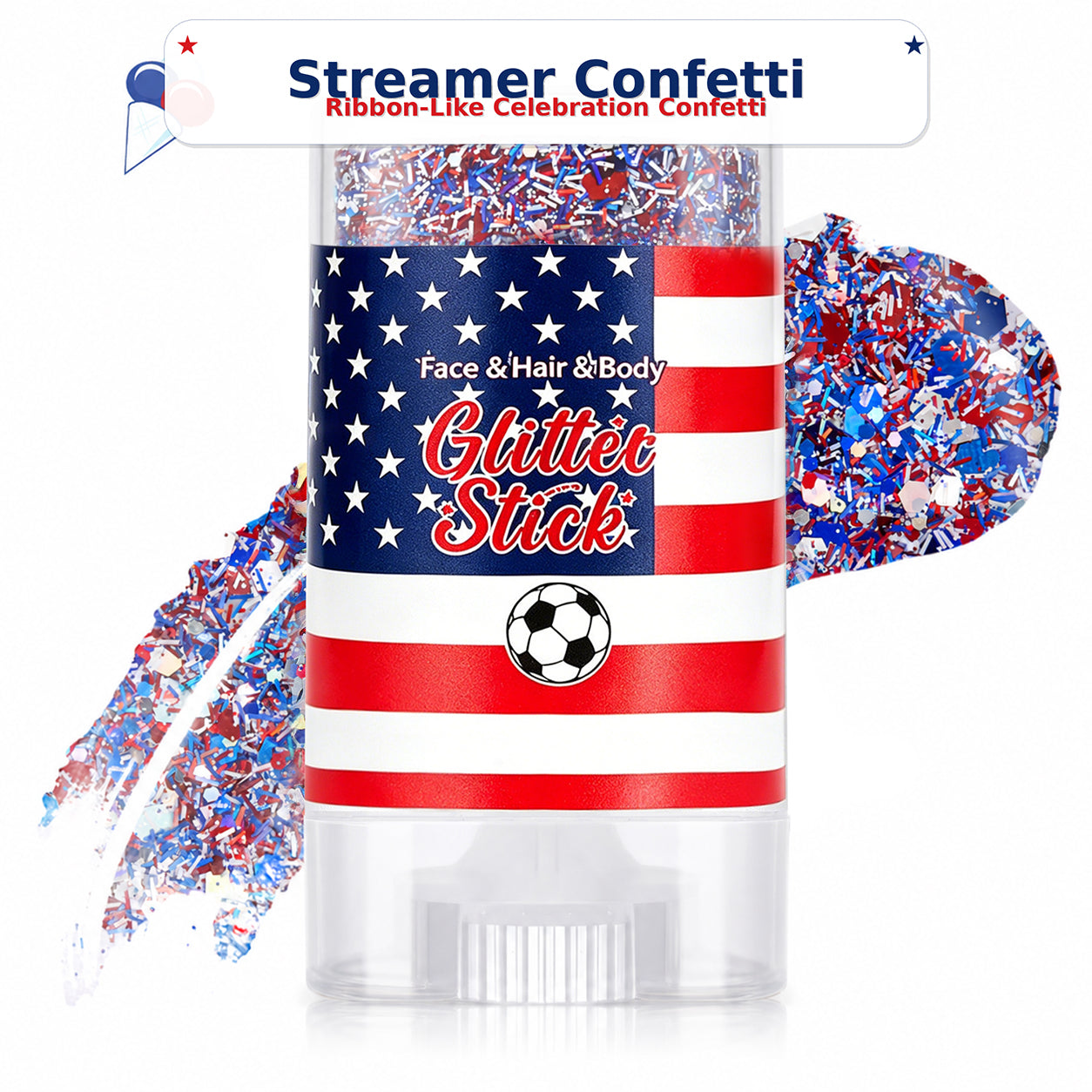 ✨2026 Independence Day Glitter Stick – Red, White & Blue Sparkle 🎆