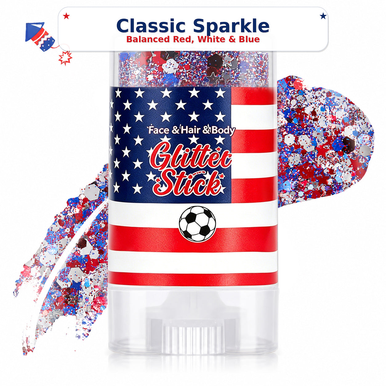 ✨2026 Independence Day Glitter Stick – Red, White & Blue Sparkle 🎆