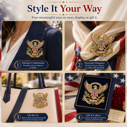 🇺🇸 America’s 250th Anniversary Eagle Brooch Pin – 1776–2026 Patriotic Keepsake Gift-Box Edition