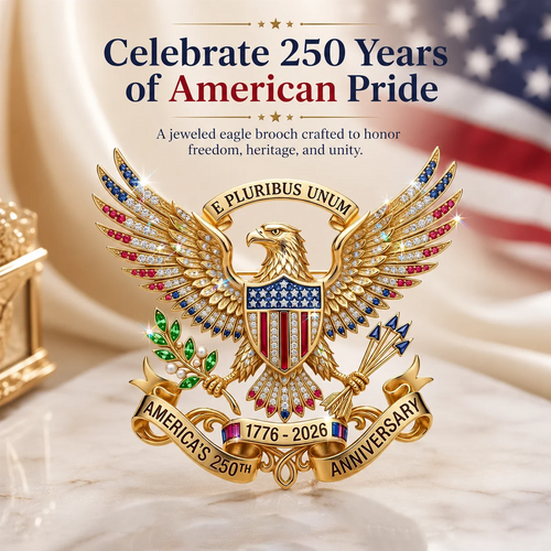 🇺🇸 America’s 250th Anniversary Eagle Brooch Pin – 1776–2026 Patriotic Keepsake Gift-Box Edition