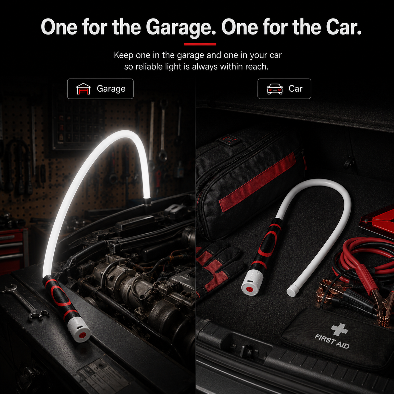 Bendable Rechargeable LED Work Light with Optional Clip for Garage, Car & Emergency Use