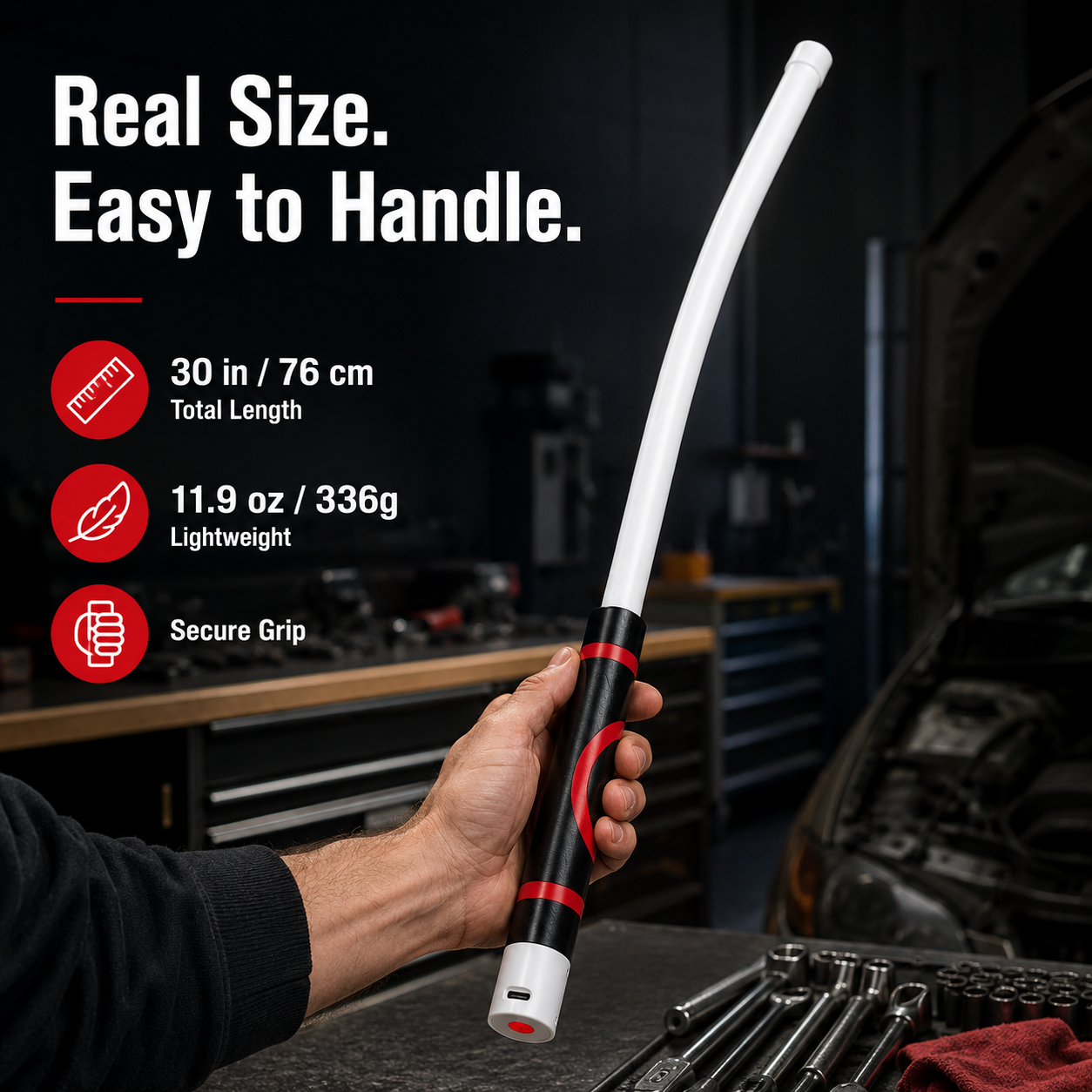 Bendable Rechargeable LED Work Light with Optional Clip for Garage, Car & Emergency Use