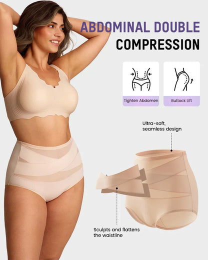 🌸Last Day-Buy 2 Get 3 Packs✨Plus-Size High-Waist Cross Tummy Control Panties