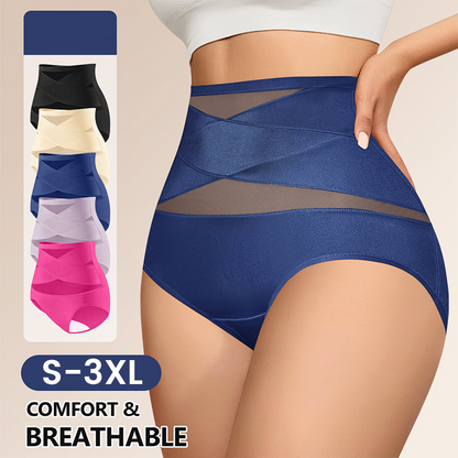 🌸Last Day-Buy 2 Get 3 Packs✨Plus-Size High-Waist Cross Tummy Control Panties