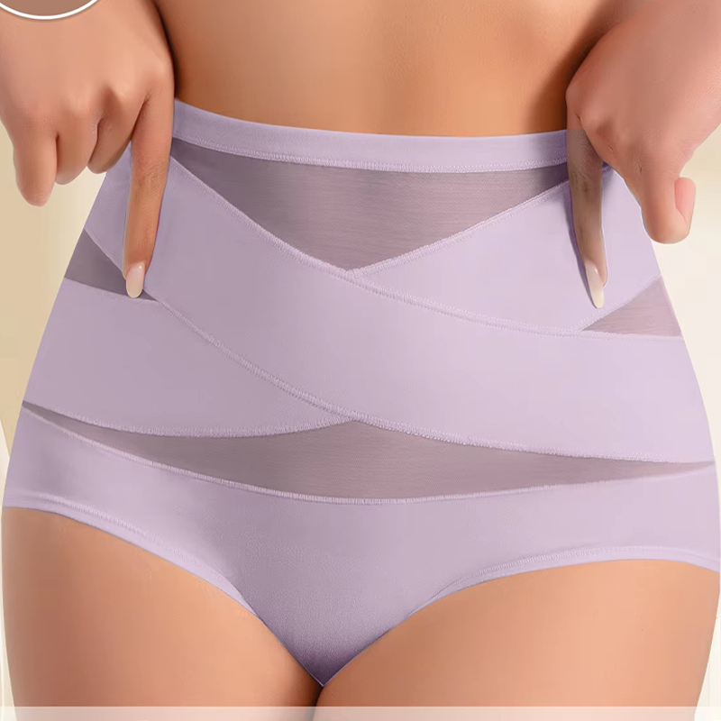 🌸Last Day-Buy 2 Get 3 Packs✨Plus-Size High-Waist Cross Tummy Control Panties